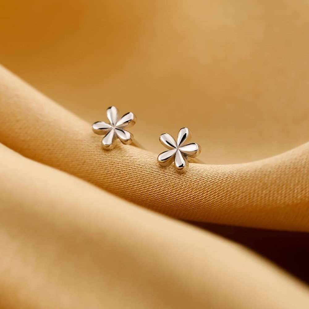 Solid 925 Sterling Silver Daisy Stud Earrings Flo… - image 5